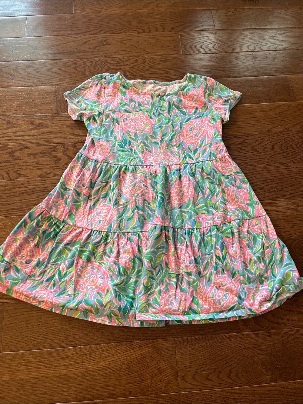 Lilly Pulitzer Pink and Green Floral Tiered Dress for Girls